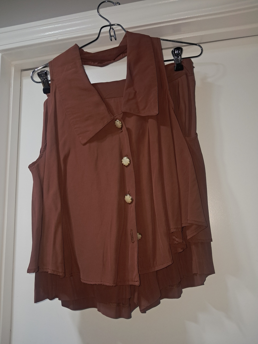 Vintage 1940's Appointments Brand Two-Piece Brown Halter Top and Skirt Set
